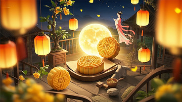 中秋节海报广告包装月饼月亮嫦娥11