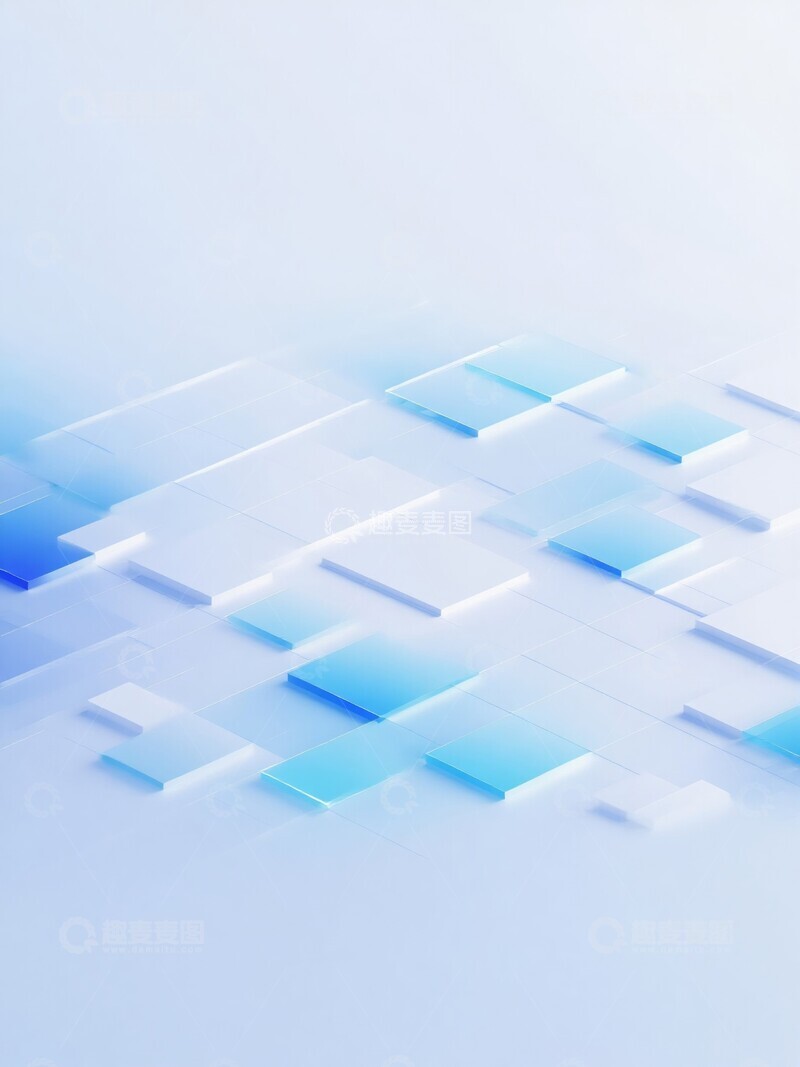高清大图下载【趣麦麦图】蓝色渐变方块与弧线的抽象组合