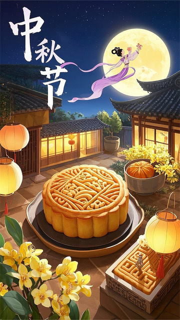 中秋节海报广告包装月饼月亮嫦娥8