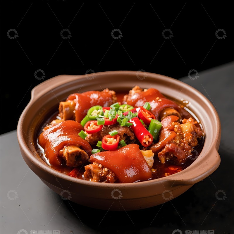 高清大图下载【趣麦麦图】砂锅猪脚熟手煲
