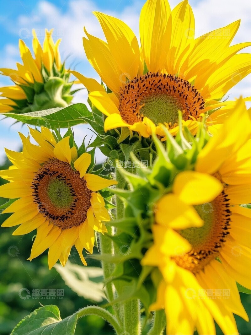 高清大图下载【趣麦麦图】盛开的向日葵特写