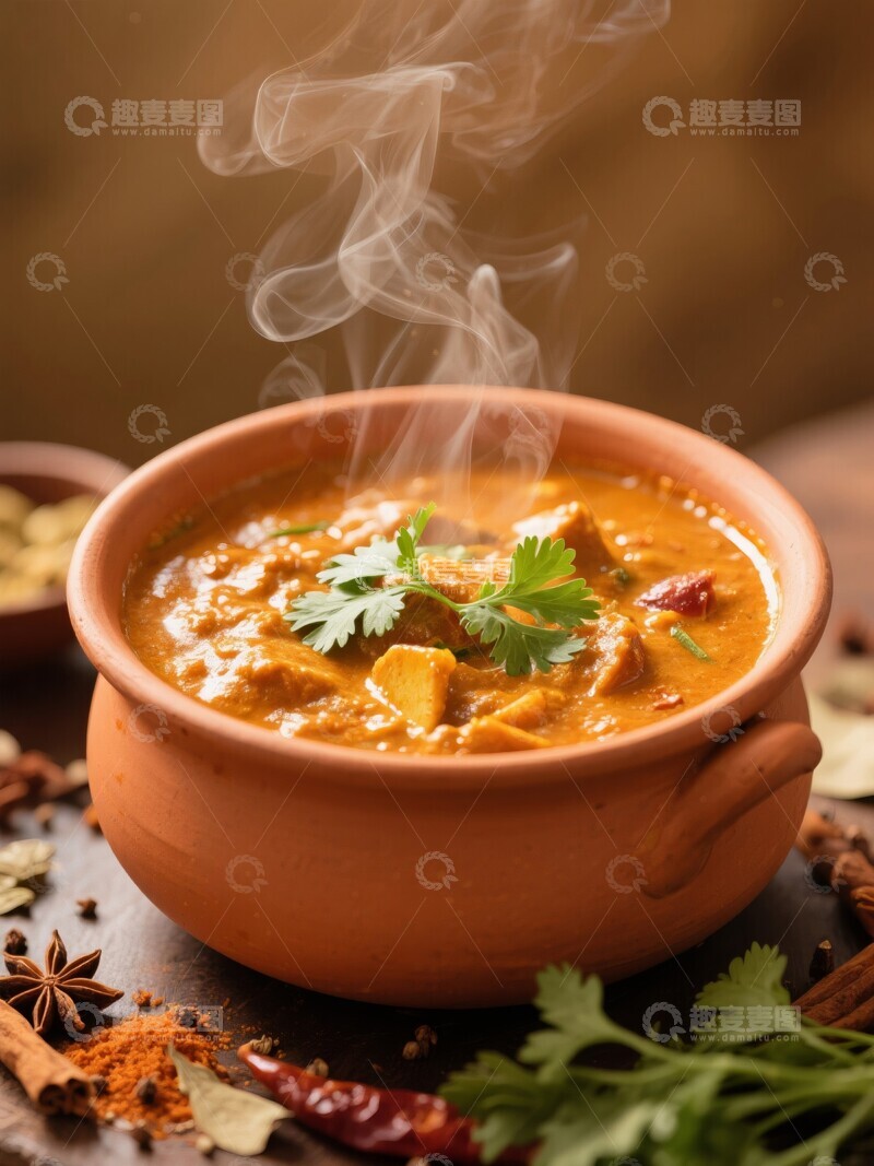 高清大图下载【趣麦麦图】热气腾腾的印度咖喱