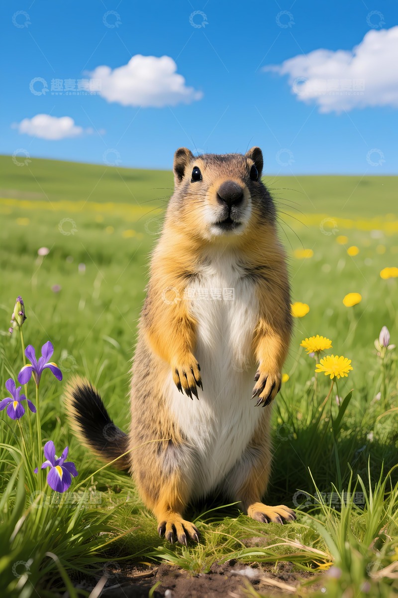 高清大图下载【趣麦麦图】一只站立土拨鼠