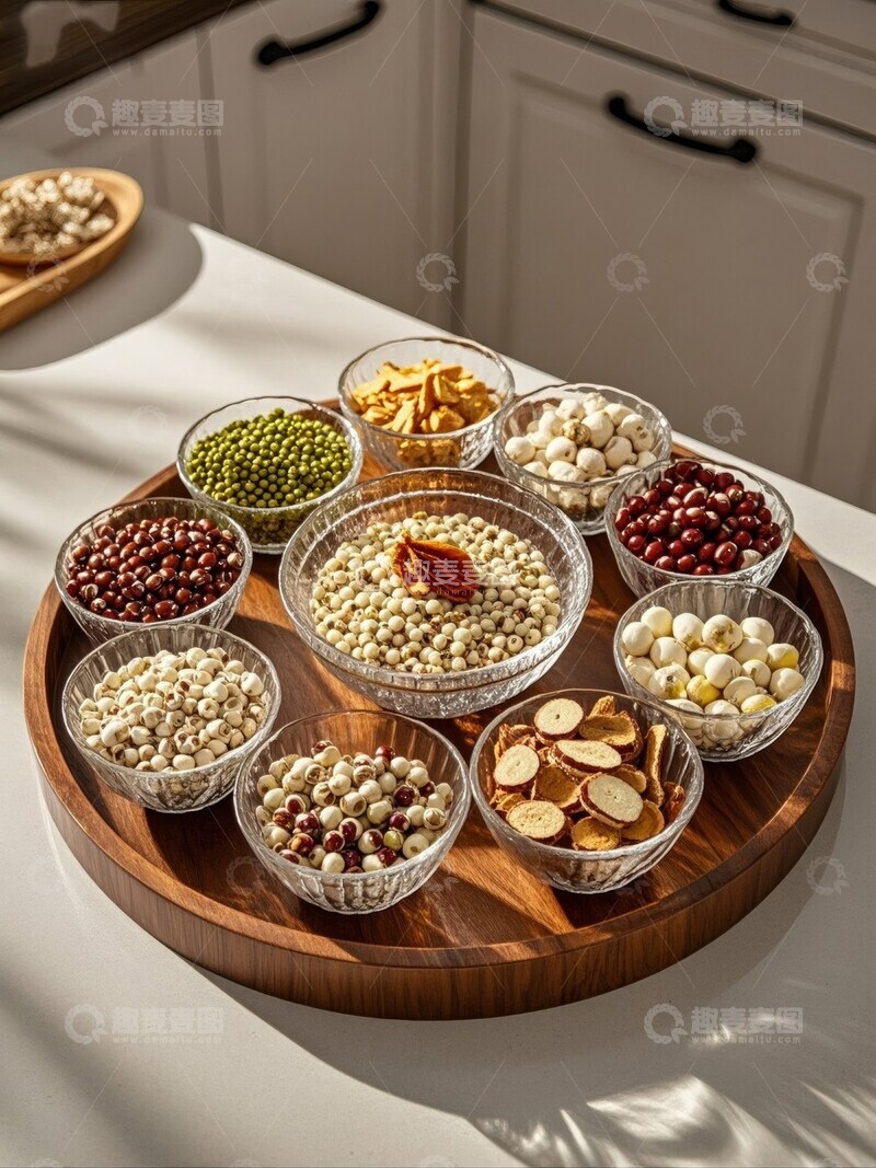 高清大图下载【趣麦麦图】多种食材与干货的摆盘