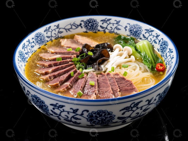 高清大图下载【趣麦麦图】一碗青花瓷牛肉汤