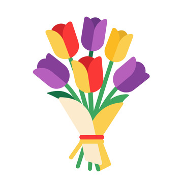 多彩花束插画鲜艳活力