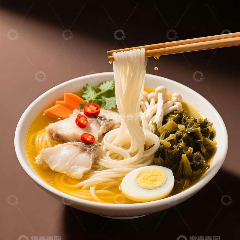 高清大图下载【趣麦麦图】筷子举起酸菜鱼米线