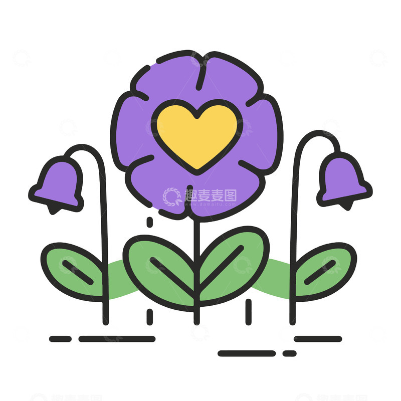 源文件下载【趣麦麦图】爱心花朵简约可爱浪漫