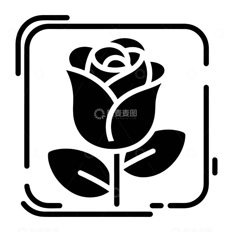 源文件下载【趣麦麦图】玫瑰图标简约优雅爱情象征