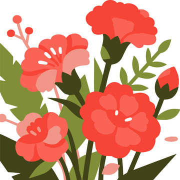 红色花束插画浪漫美好