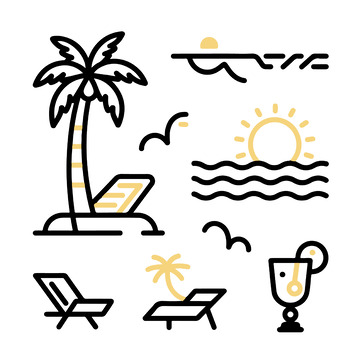 海滩元素夏日度假休闲