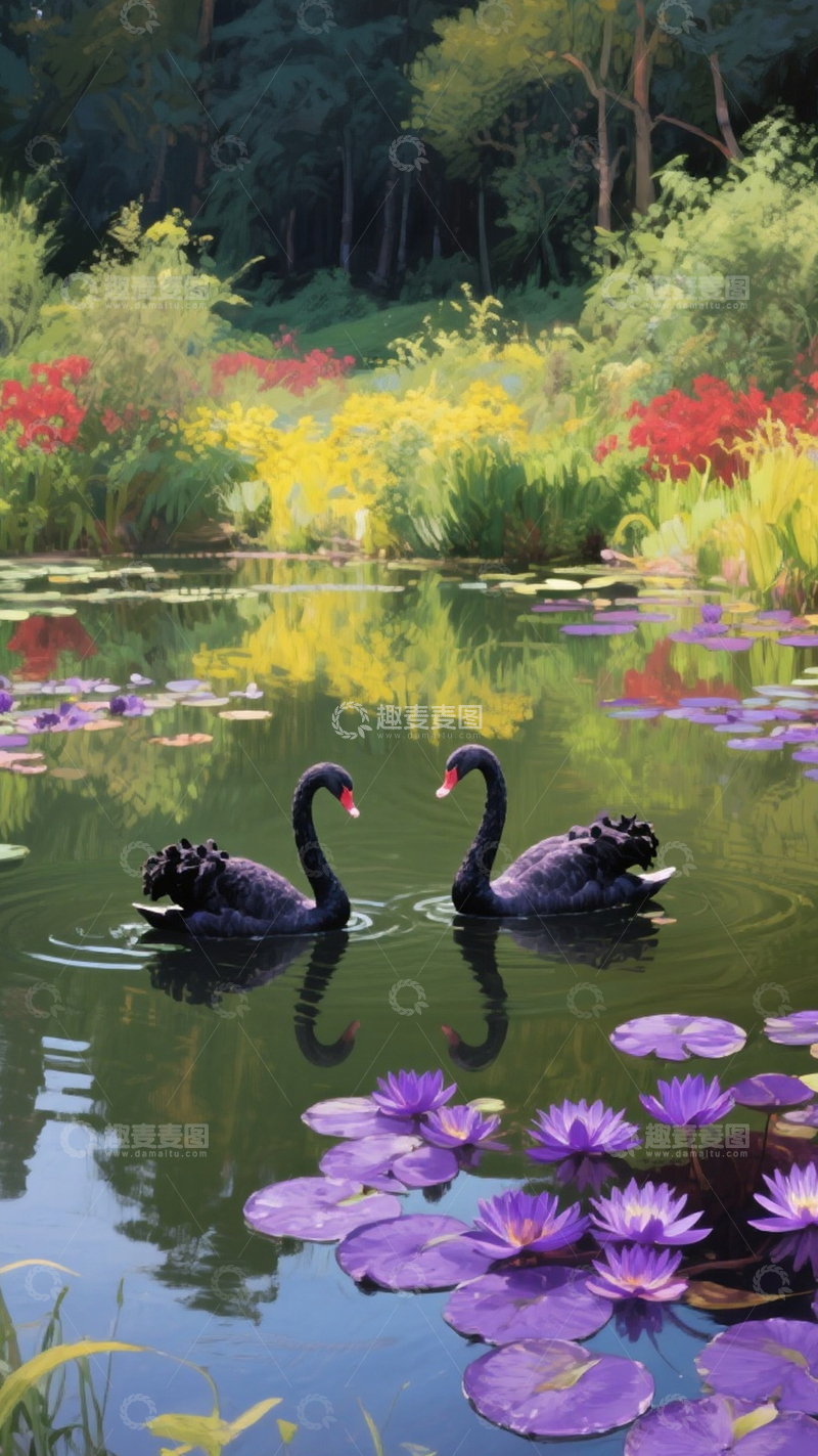 高清大图下载【趣麦麦图】悠闲自在的黑天鹅