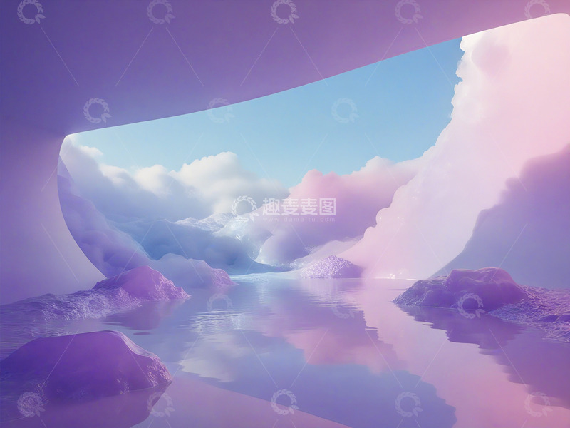 高清大图下载【趣麦麦图】粉紫色梦幻渐变背景