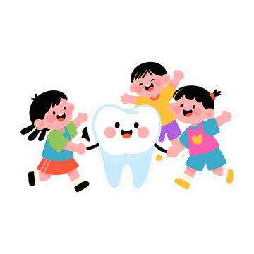 和牙齿一起玩的小孩