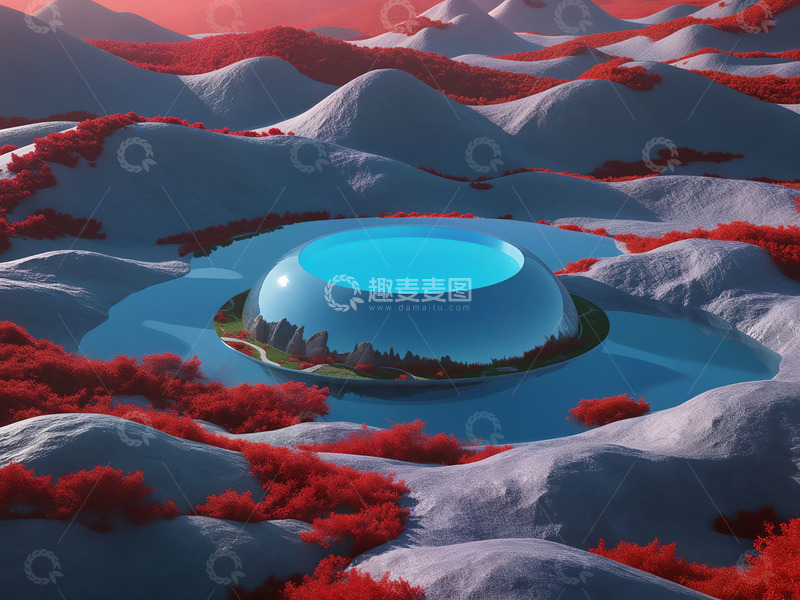 高清大图下载【趣麦麦图】蓝红色椭圆形画面