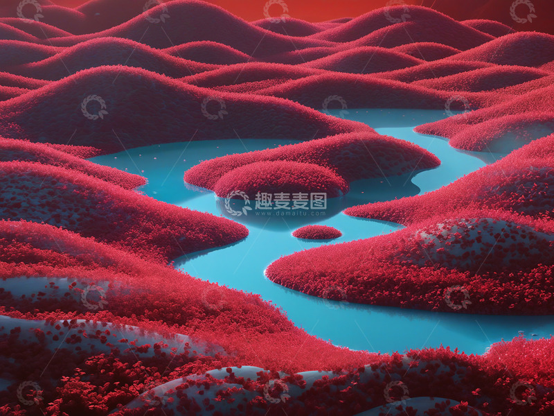 高清大图下载【趣麦麦图】红色花朵曲线背景