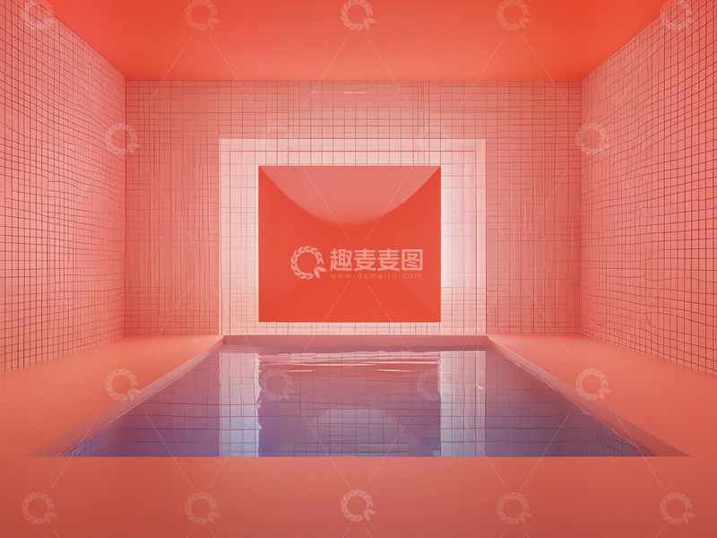 高清大图下载【趣麦麦图】红色立体对称线条背景