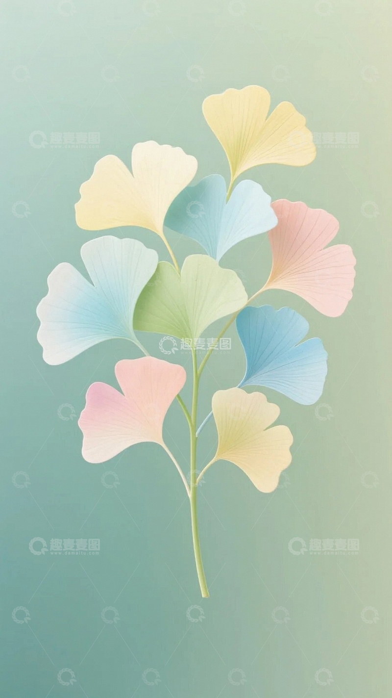 高清大图下载【趣麦麦图】五颜六色的银杏叶背景2