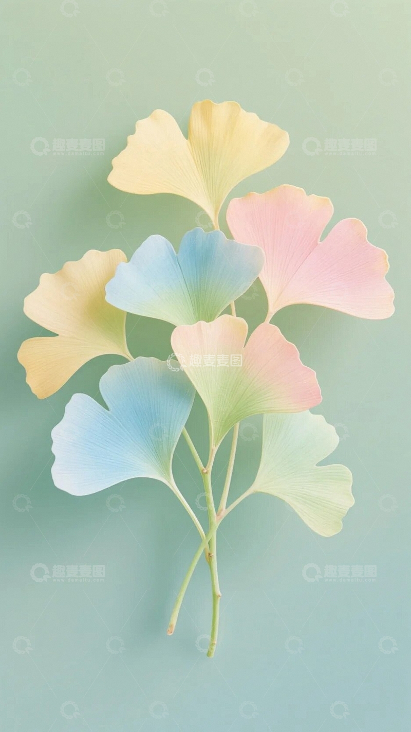 高清大图下载【趣麦麦图】五颜六色的银杏叶背景1