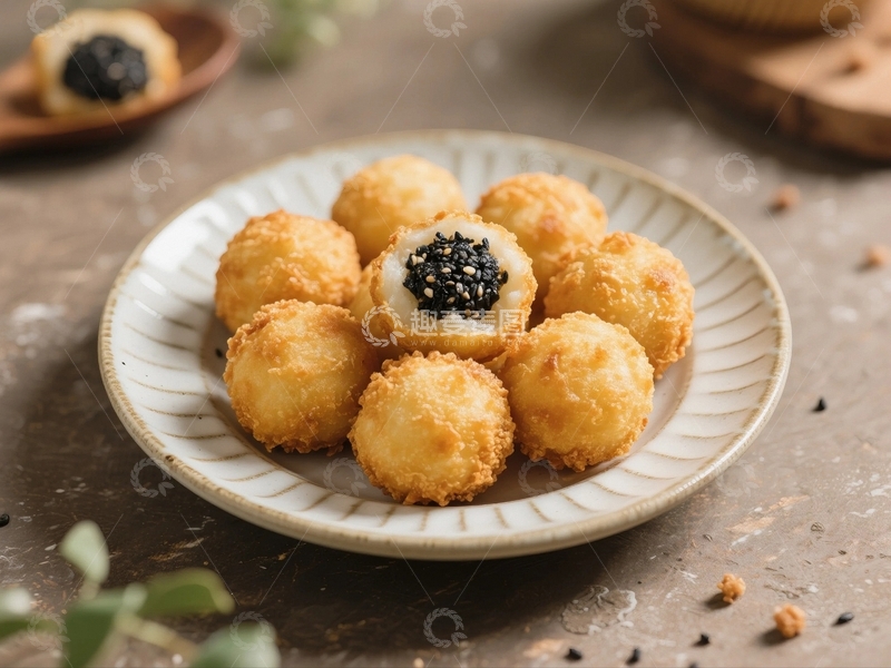 高清大图下载【趣麦麦图】香脆可口的炸元宵6