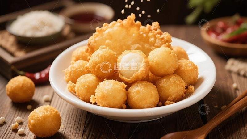 高清大图下载【趣麦麦图】香脆可口的炸元宵1