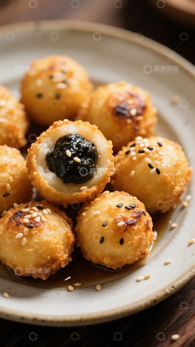 高清大图下载【趣麦麦图】香脆可口的炸元宵3