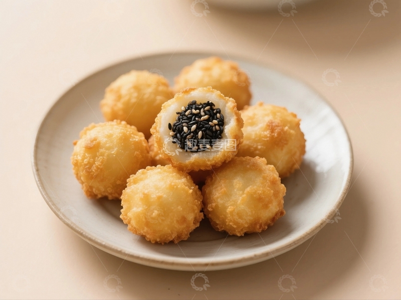 高清大图下载【趣麦麦图】香脆可口的炸元宵5