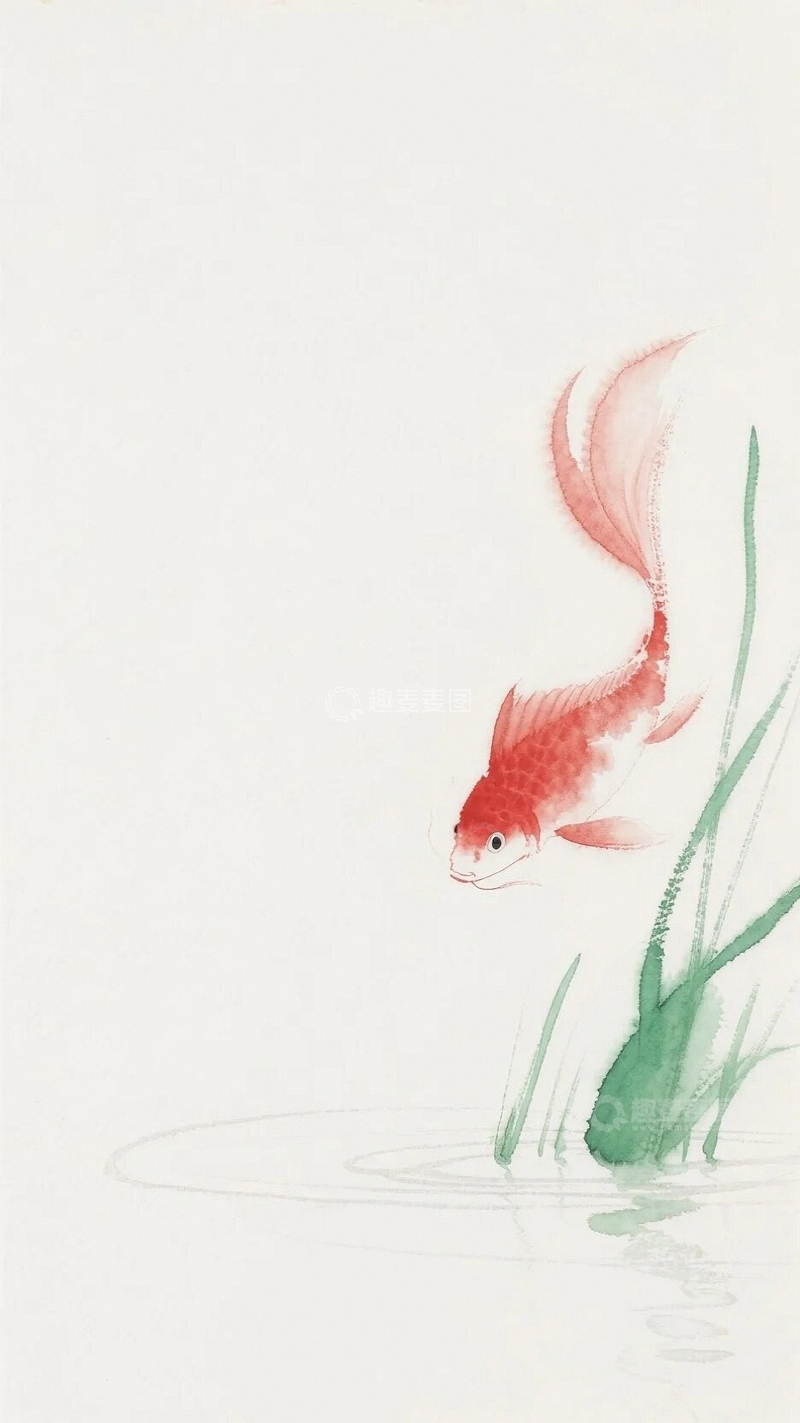 高清大图下载【趣麦麦图】水彩画鲤鱼底图4