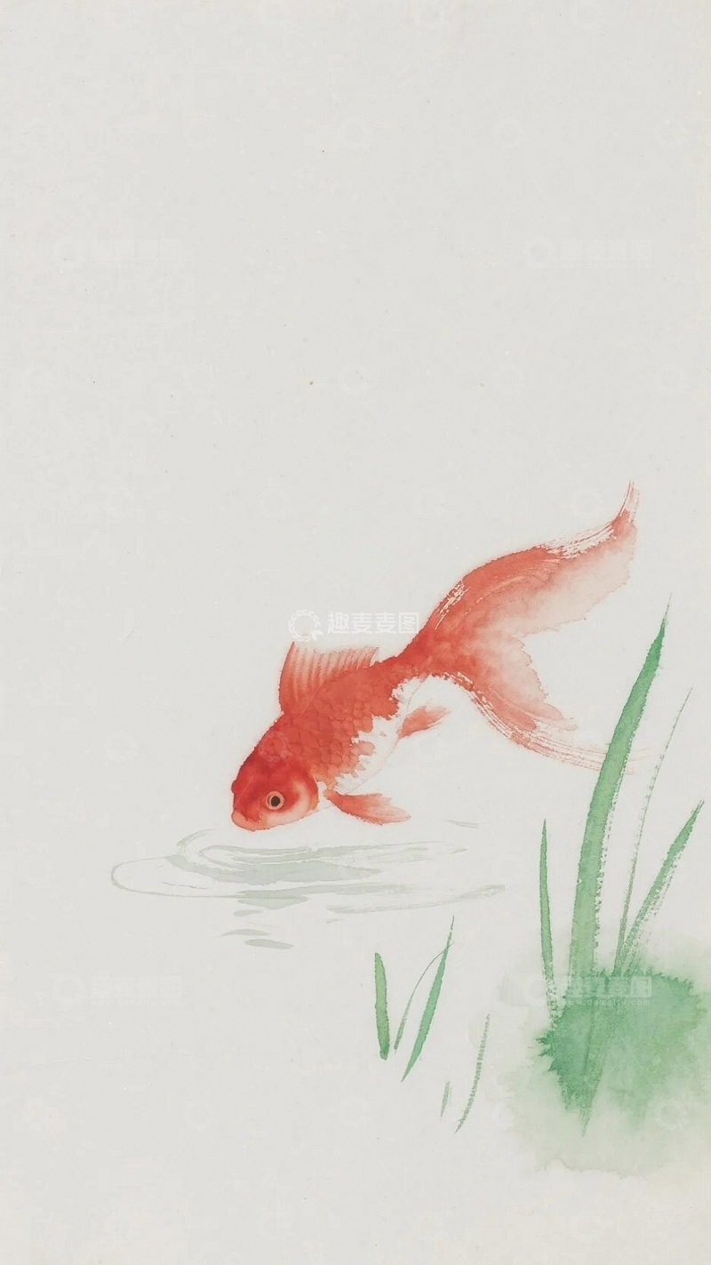 高清大图下载【趣麦麦图】水彩画鲤鱼底图3