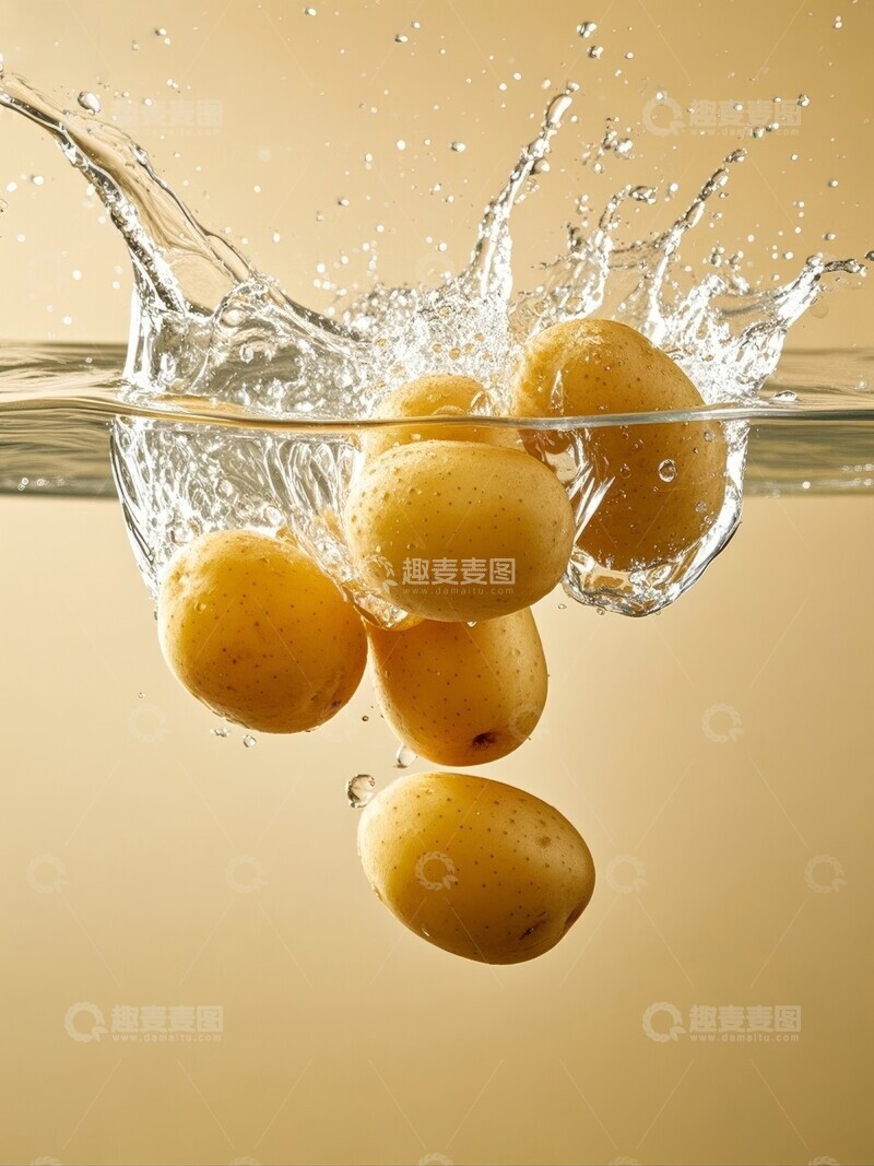 高清大图下载【趣麦麦图】土豆在水中溅起水花