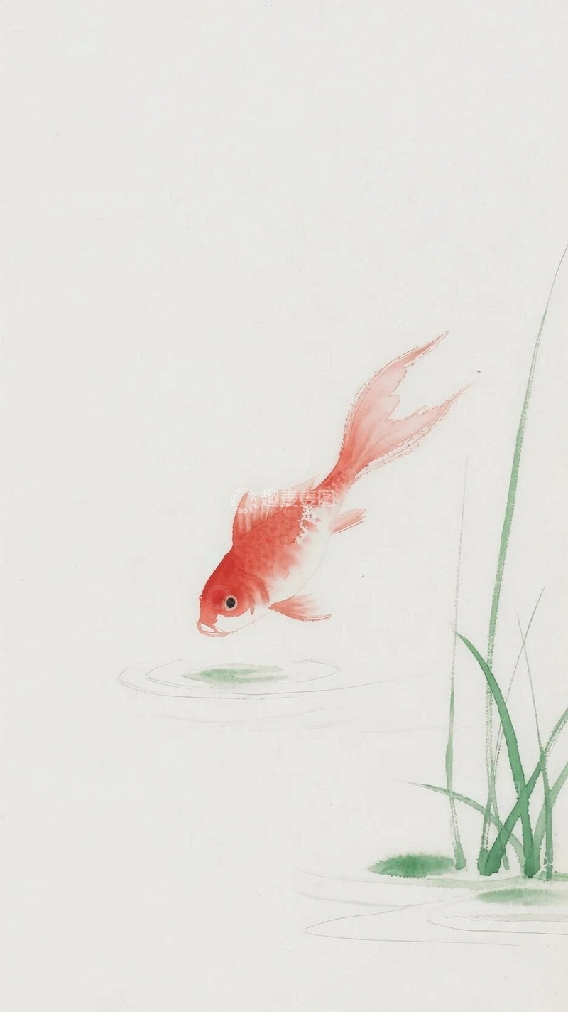 高清大图下载【趣麦麦图】水彩画鲤鱼底图2