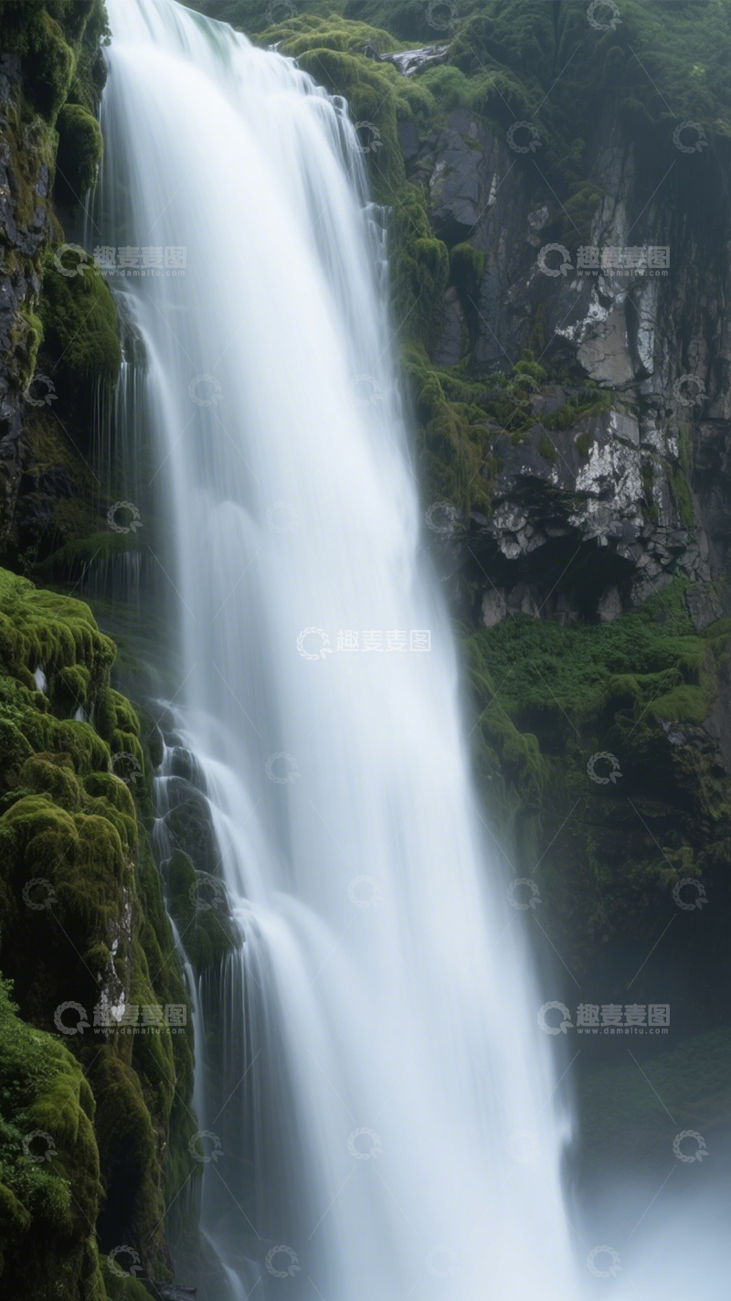 高清大图下载【趣麦麦图】青山瀑布壮美清新治愈