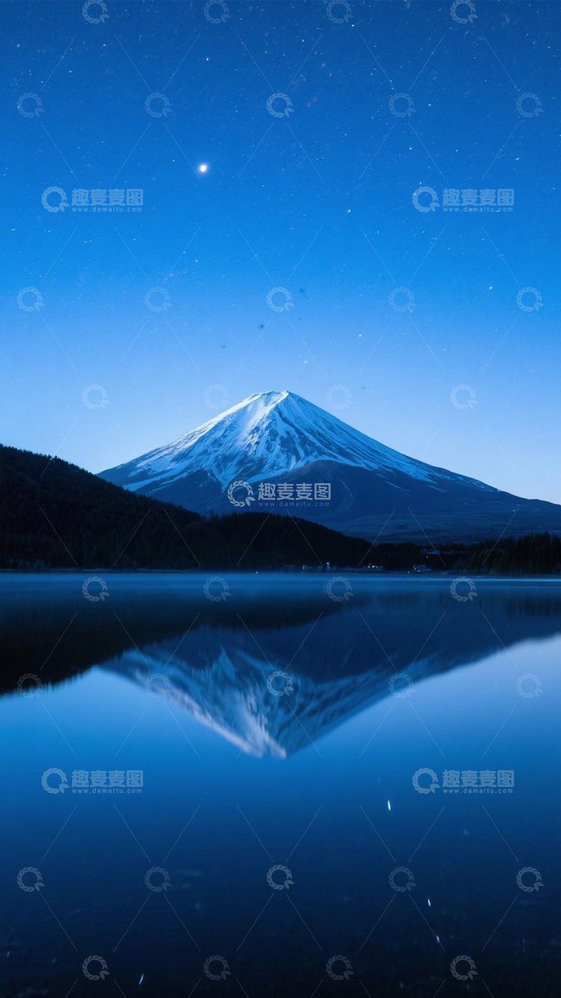 高清大图下载【趣麦麦图】富士山夜景静谧梦幻治愈2