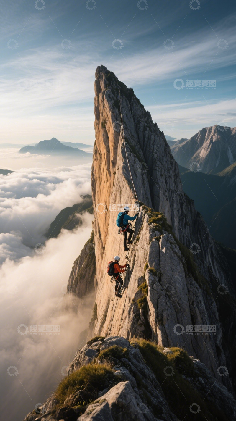 高清大图下载【趣麦麦图】山峰攀岩刺激冒险探索1