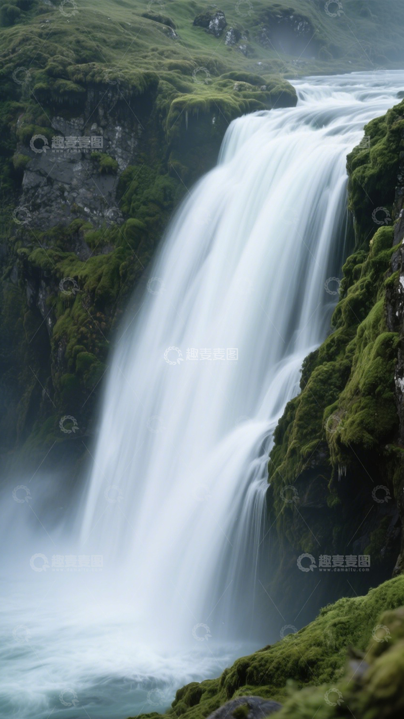 高清大图下载【趣麦麦图】青山瀑布壮美清新治愈1