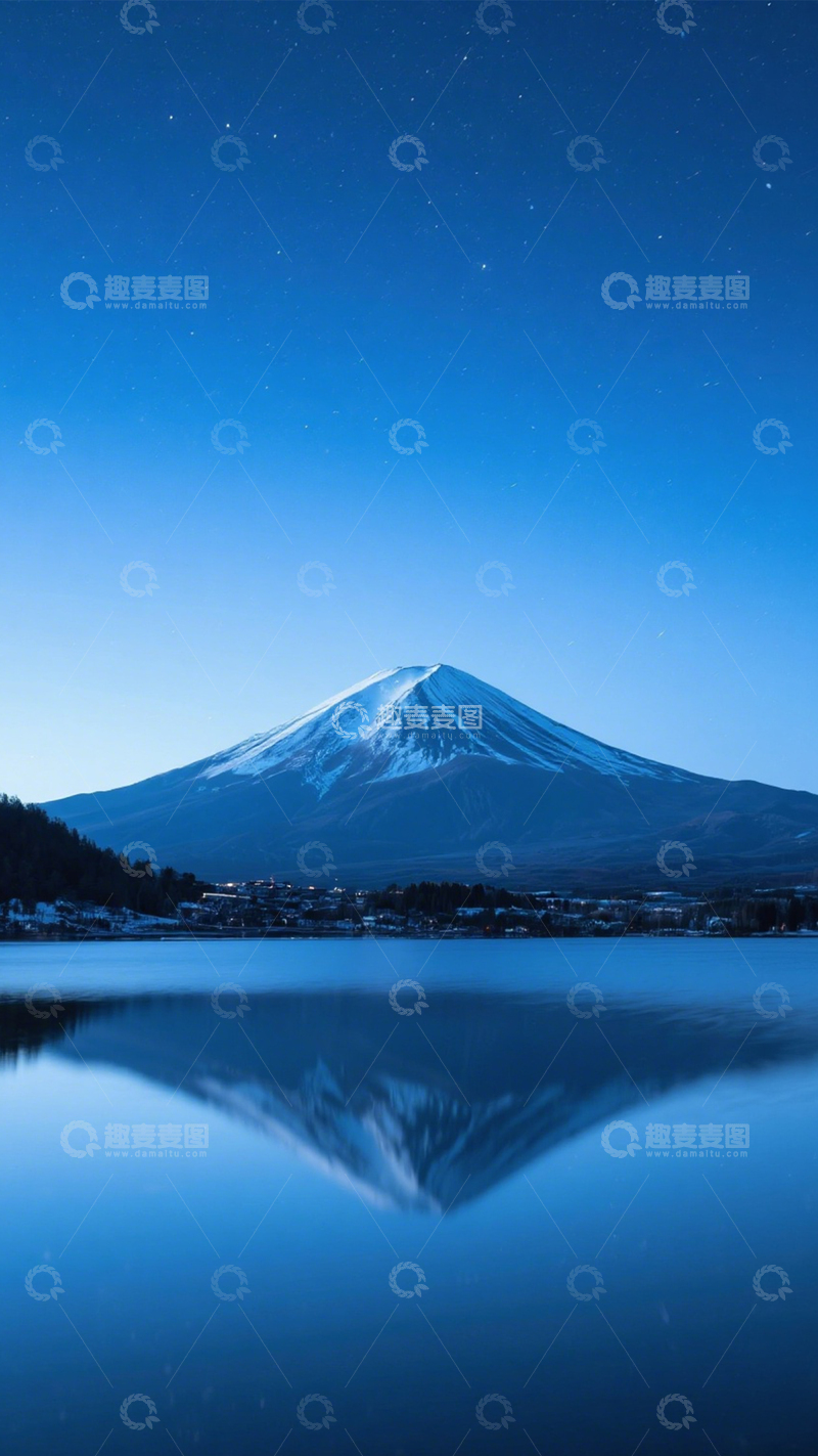 高清大图下载【趣麦麦图】富士山夜景静谧梦幻治愈3