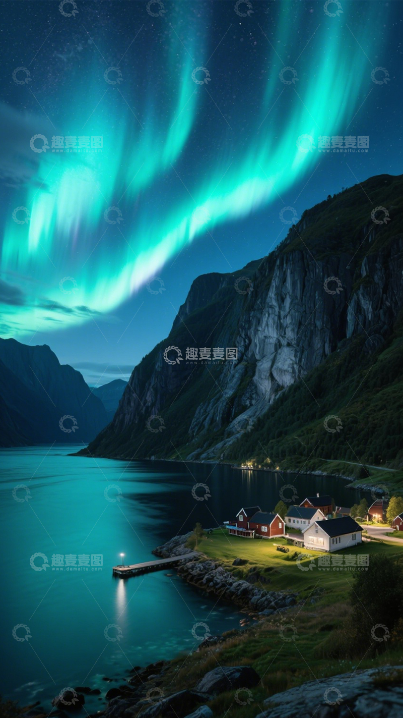 高清大图下载【趣麦麦图】极光峡湾梦幻神秘