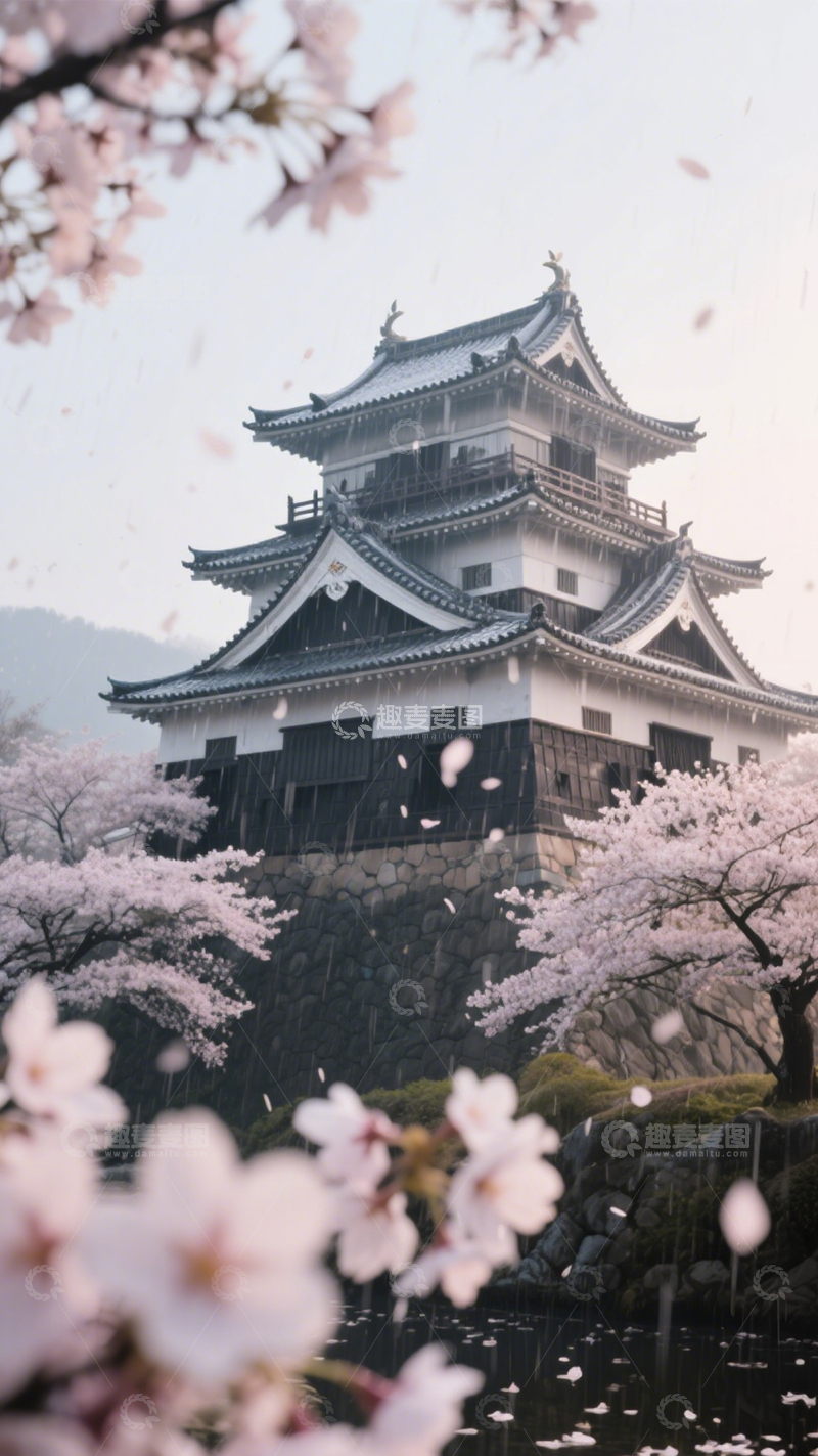高清大图下载【趣麦麦图】樱花城堡浪漫唯美