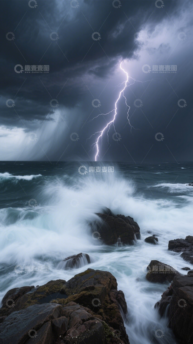 高清大图下载【趣麦麦图】雷电海景壮观震撼2