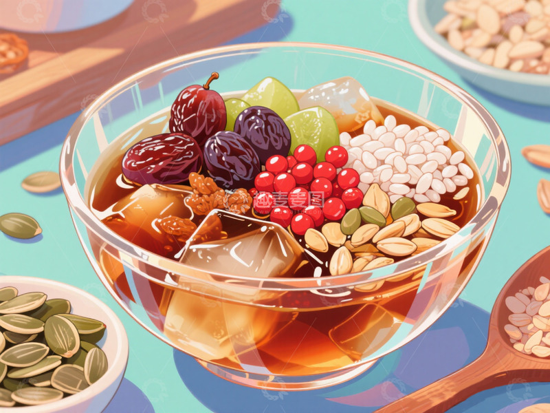 高清大图下载【趣麦麦图】红糖冰粉插画1