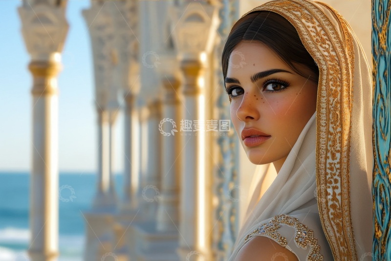 高清大图下载【趣麦麦图】-站在户外的少数民族女孩