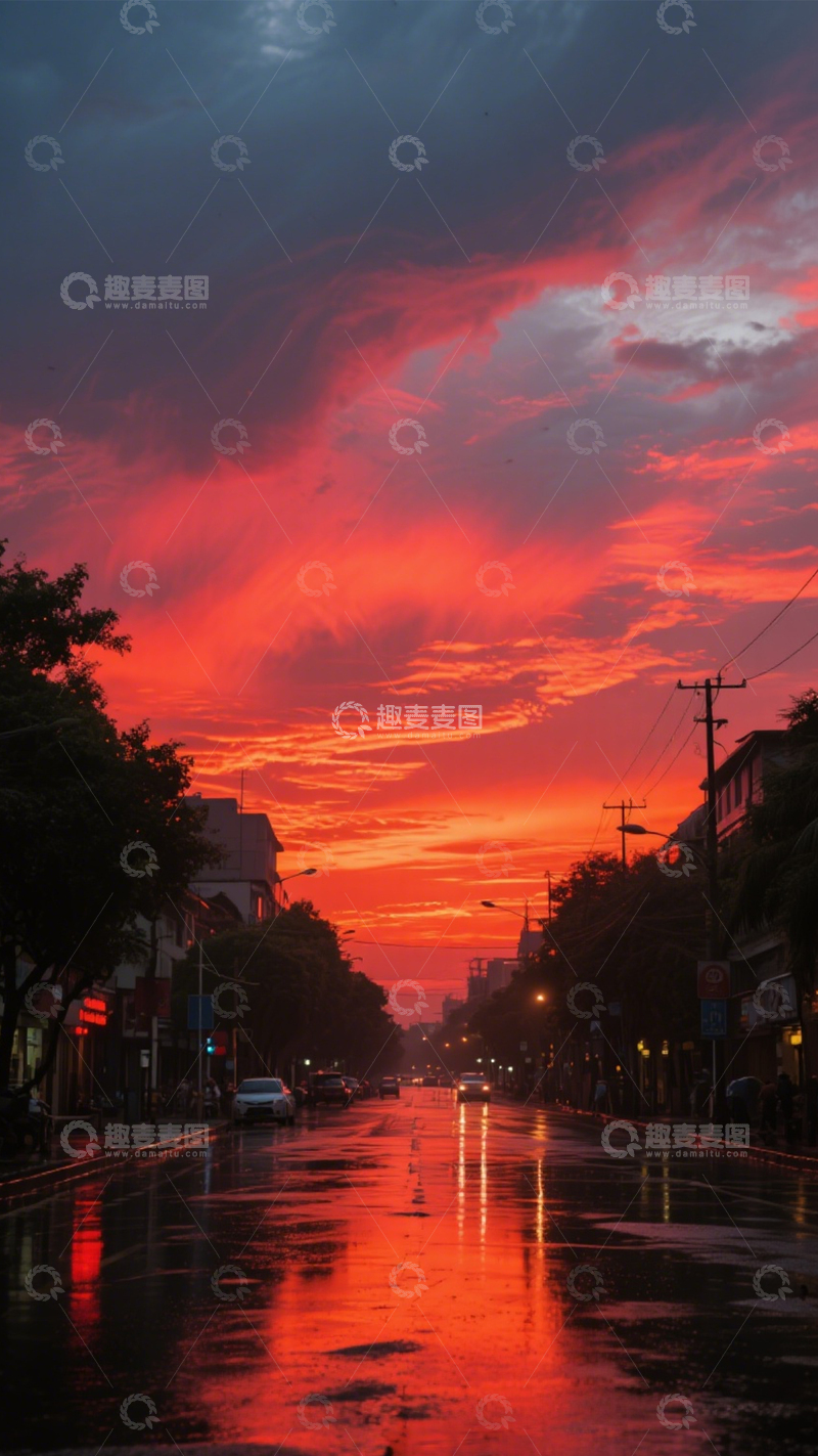 高清大图下载【趣麦麦图】城市晚霞浪漫绚丽1
