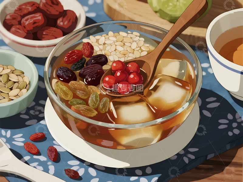 高清大图下载【趣麦麦图】红糖冰粉插画9