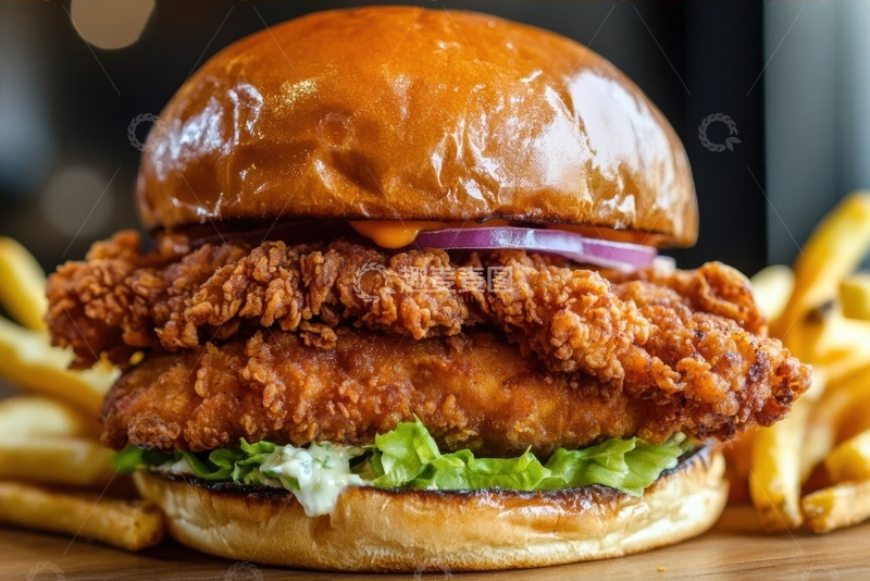 高清大图下载【趣麦麦图】炸鸡排汉堡包美食