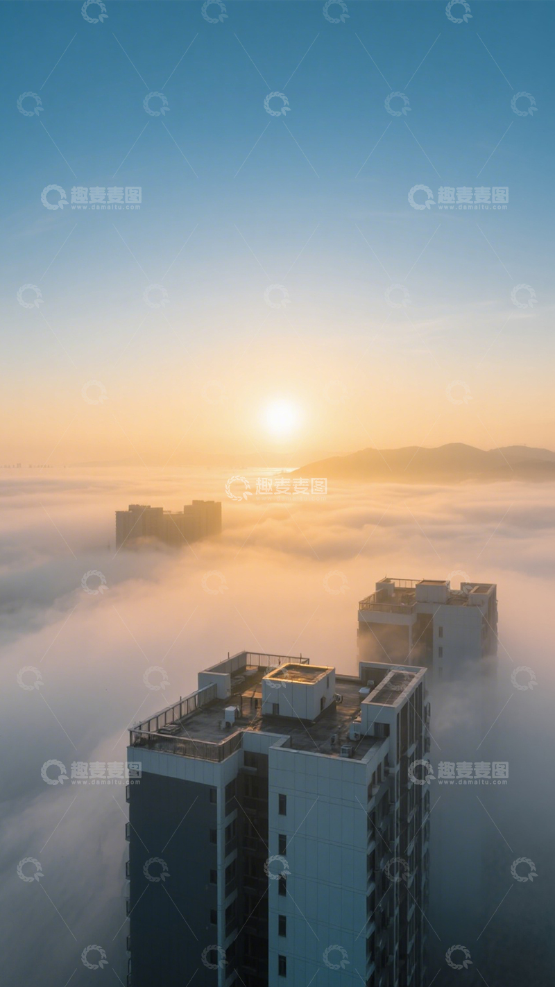 高清大图下载【趣麦麦图】云海都市梦幻壮观2