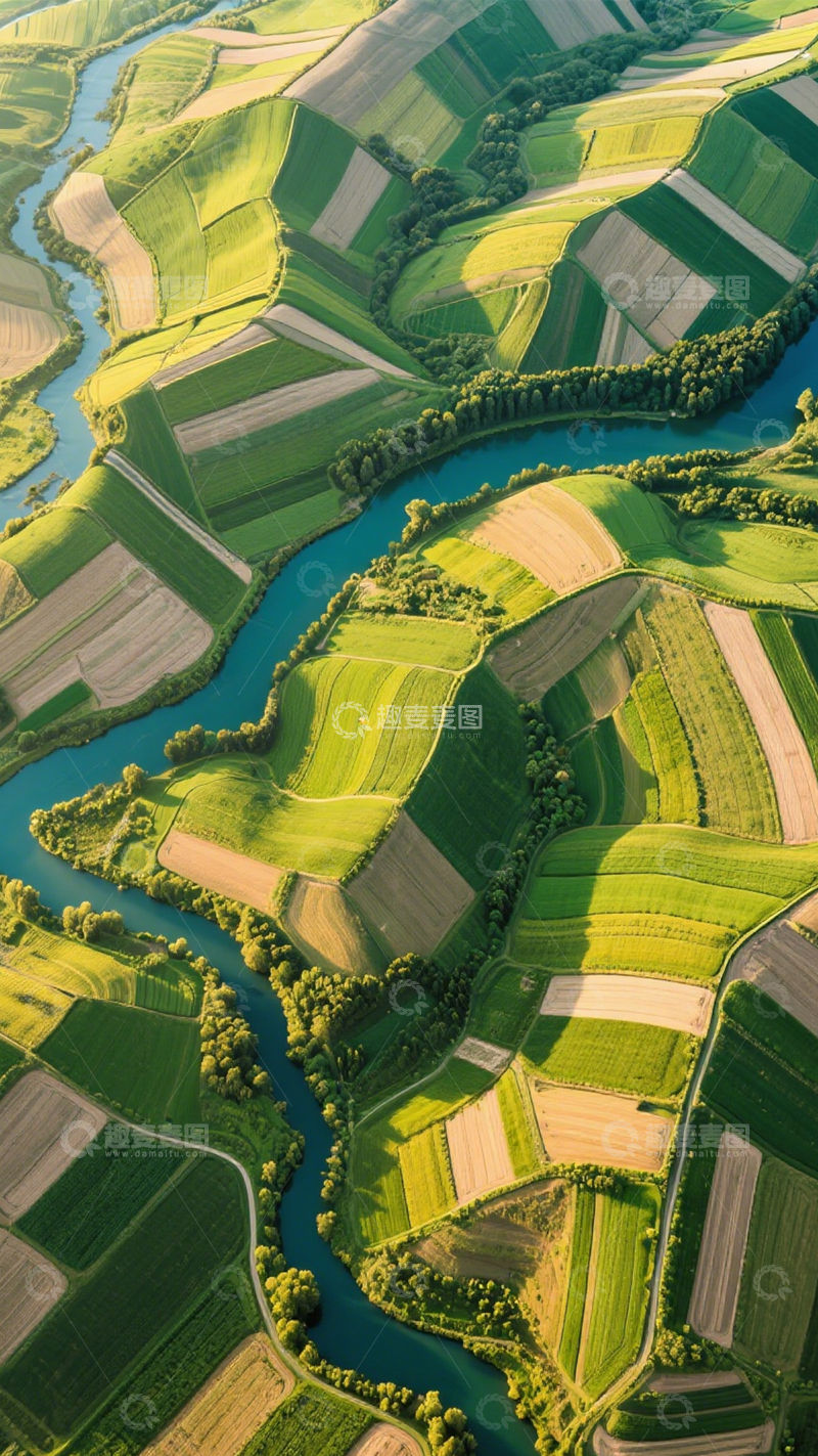 高清大图下载【趣麦麦图】田园河流清新宁静1