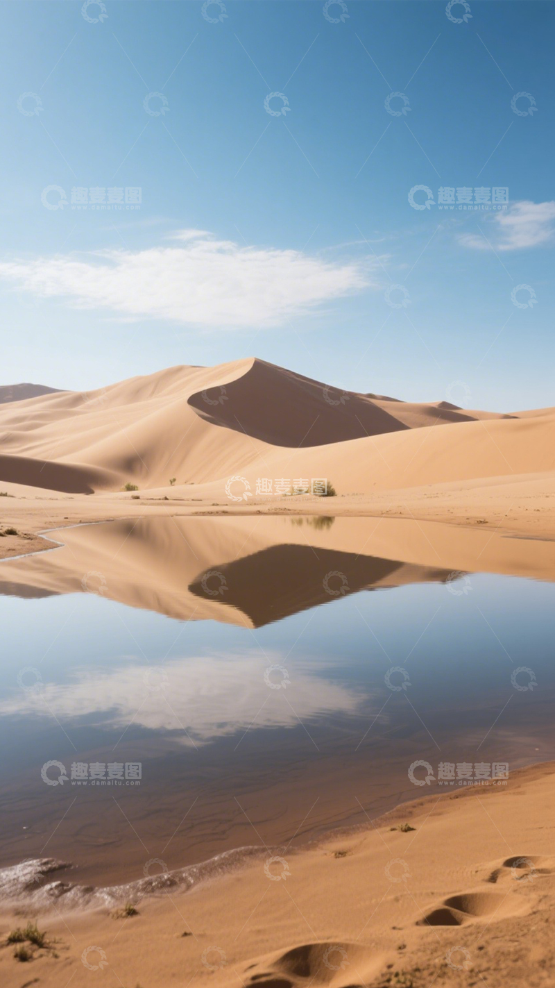 高清大图下载【趣麦麦图】沙漠水泊静谧神奇