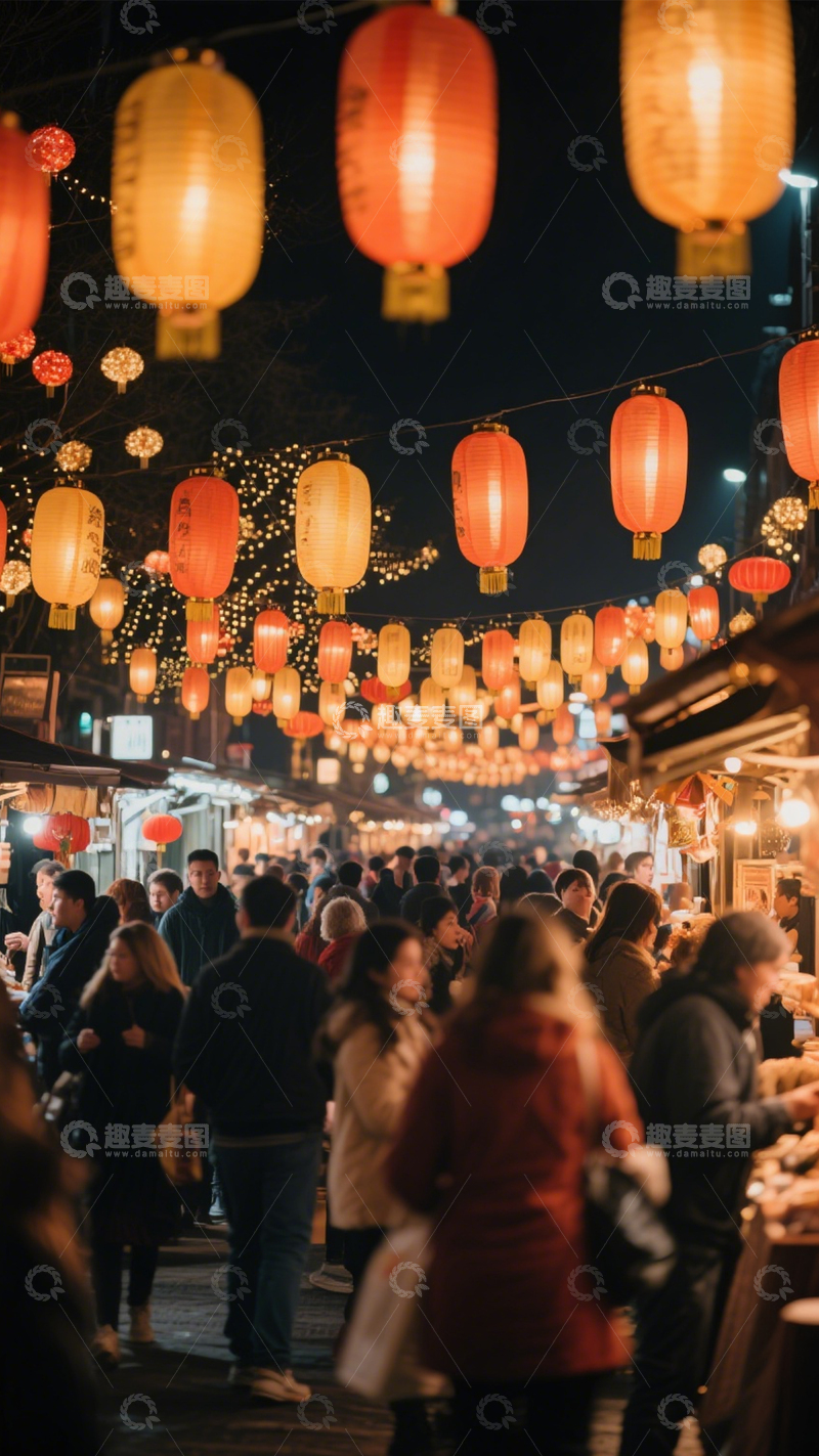 高清大图下载【趣麦麦图】灯会集市热闹喜庆1