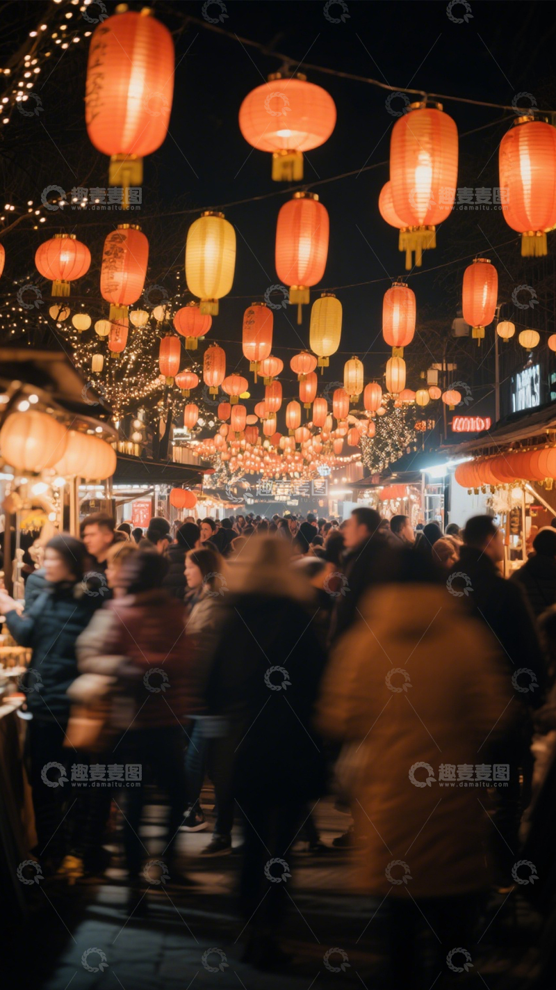 高清大图下载【趣麦麦图】灯会集市热闹喜庆2