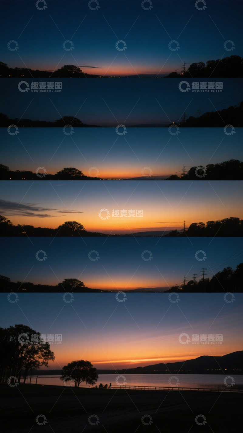 高清大图下载【趣麦麦图】日落公路宁静惬意1